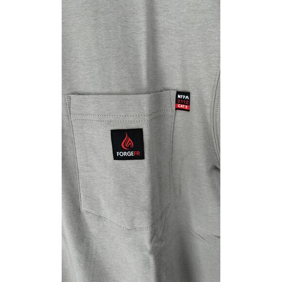 Forge Fr Grey Henley Neck Long Sleeve T Shirt Mens Medium New Fire Resistant - Picture 3 of 11
